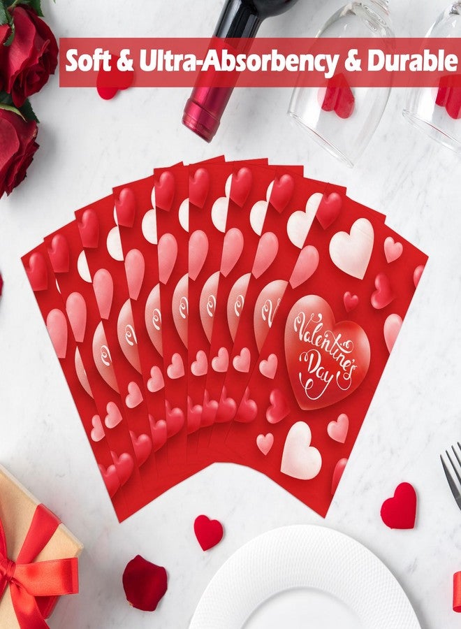Sayglossy مجموعة مناديل Sayglossy لعيد الحب، 200 قطعة، طبقتان، ورقية للاستخدام مرة واحدة، مناسبة للغداء واليدين، مزينة بقلوب حمراء، مثالية للحفلات والمناسبات الخاصة، مناديل كوكتيل ومشروبات، مثالية للمنزل والعشاء والمطبخ والحمام، ولوازم حفلات عيد الحب. - Image 5